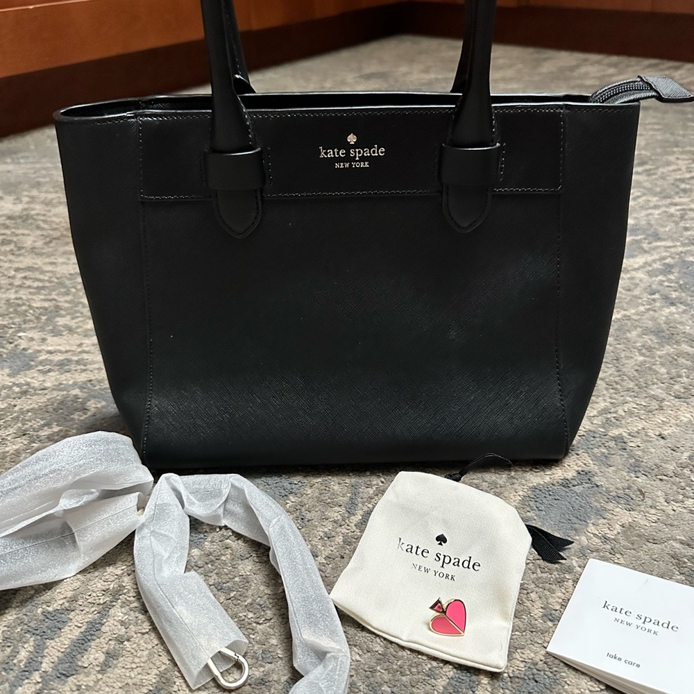Authentic Kate Spade Black Melanie Tote satchel crossbody bag excellent